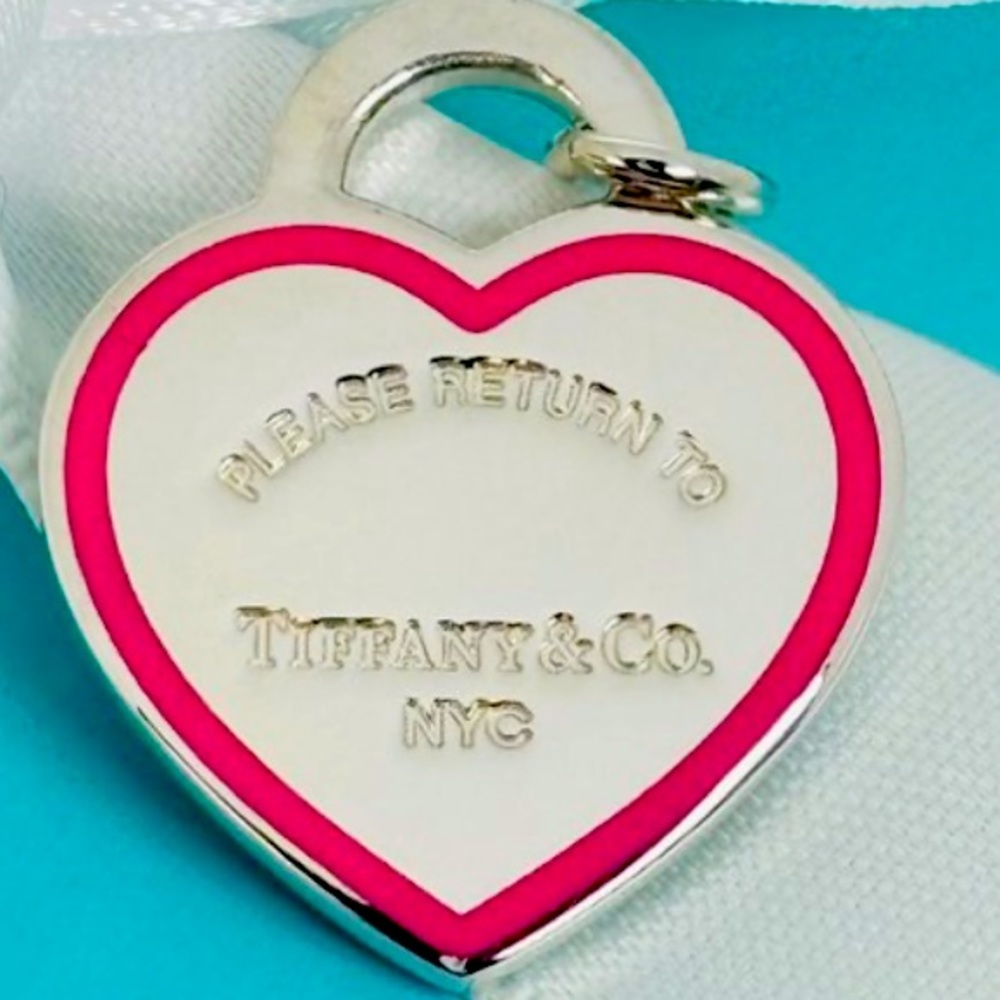 Return to  Tiffany &Co. Pink Enamel border Heart Pendant or Charm.